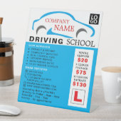 ブルーカーロゴ、ドライビングスクール、インストラクター広告 台座サイン (インサイチュ)