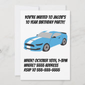 ブルーカー男の子/男性の誕生日カード 招待状 (正面)