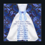 ブルーガウンブルーダマスクキンセアニェラ誕生日パーティー 招待状<br><div class="desc">ブルー王室のパーティードレスネイビー青sweet sixteenキンセアニェラ女の子の誕生日パーティーの招待状。</div>