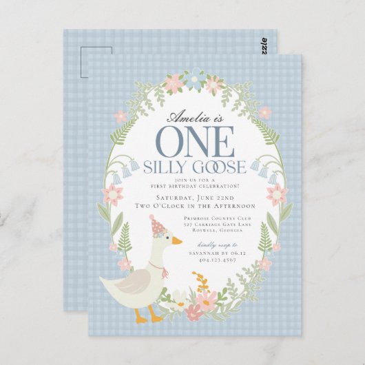 ブルーガウ間抜けスフローラギンガムファースト誕生日 ポストカード (正面/裏面)