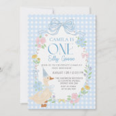 ブルーガウ間抜けスフローラギンガムファースト誕生日 招待状 (正面)