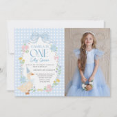 ブルーガウ間抜けスフローラギンガムファースト誕生日 招待状 (正面)