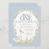 ブルーガウ間抜けスフローラギンガムファースト誕生日 招待状 (正面/裏面)