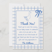 ブルーガチョウ間抜けジンジャムリボンボーイベビーシャワー サンキューカード (正面)