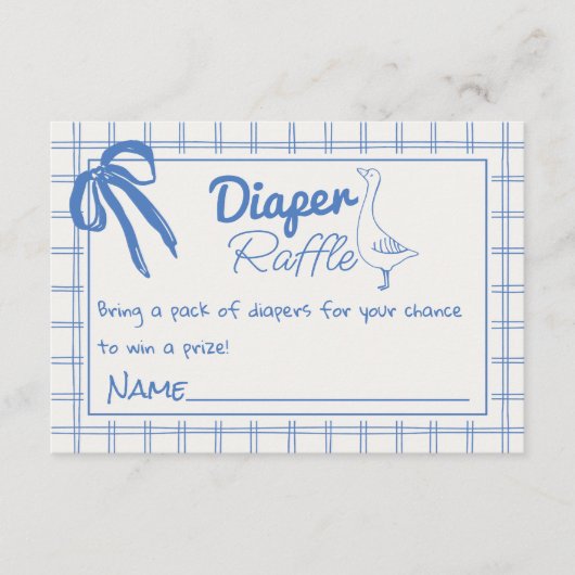 ブルーガチョウ間抜けボーイジンガムリボンおむつラッフル エンクロージャーカード (正面)