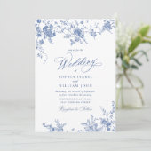 ブルーガビクトリアンーデンフランスのトワールフローラ結婚ズ 招待状 (スタンド正面)