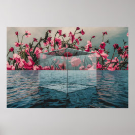 ブルーガラスボックス水景ポスタープリントウォールアート ポスター