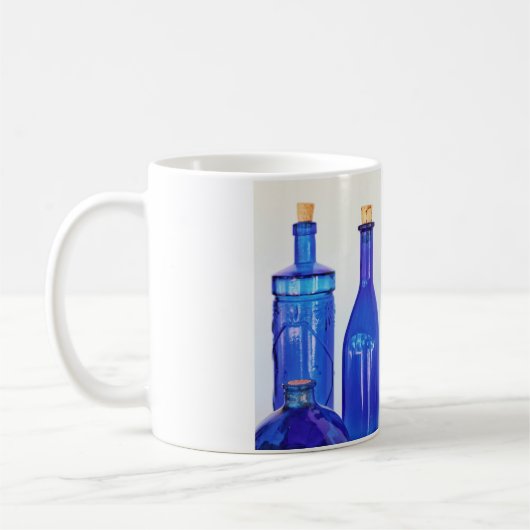 ブルーガラスボトル コーヒーマグカップ (左)