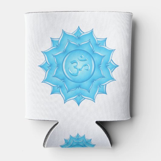 ブルーガラスロータスフラワーオムシンボルスケッチ 缶クーラー (正面)