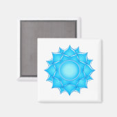 ブルーガラスロータスフラワースケッチ マグネット (正面/裏面)