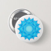 ブルーガラスロータスフラワースケッチ 缶バッジ (正面&裏面)