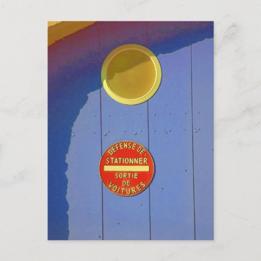 ブルーガレージドアinフランスNo Parking Sign ポストカード (正面)