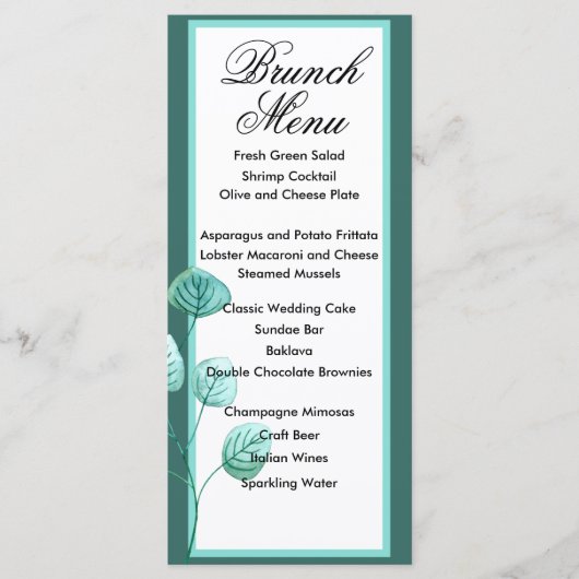 ブルーガーデンの水の色の茎結婚のメニュー メニュー (正面)