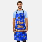 ブルーガーデンアネモンパターン エプロン (着用した状態)