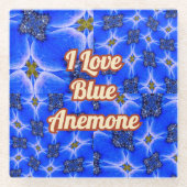 ブルーガーデンアネモンパターン ガラスコースター (正面)