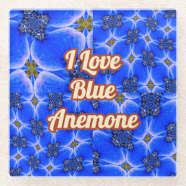 ブルーガーデンアネモンパターン ガラスコースター