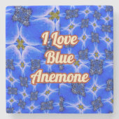 ブルーガーデンアネモンパターン ストーンコースター (正面)