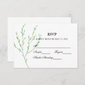 ブルーガーデンウォーターカラーシステムウェディングRSVPカード 出欠カード (正面/裏面)