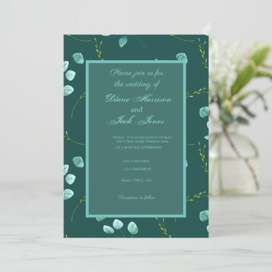 ブルーガーデンウォーターカラーステム結婚式招待状 招待状 (スタンド正面)