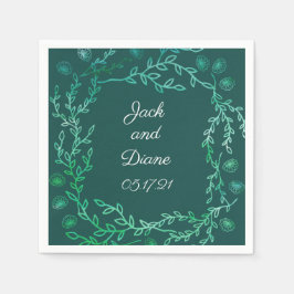 ブルーガーデンウォーターカラー結婚ステムの紙 スタンダードカクテルナプキン