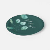 ブルーガーデンウォーターカラー結婚ステムの紙 ペーパープレート (アングル)