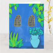 ブルーガーデンウォールマジョレルジャルダンモロッコ カード (黄色い花)