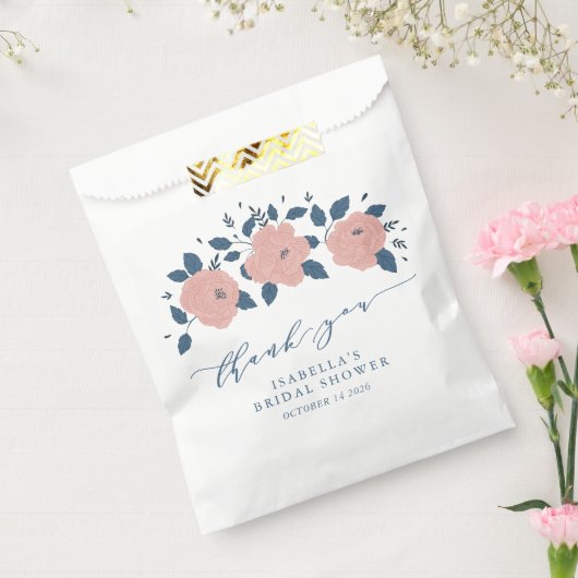 ブルーガーデンスタイリッシュフラワーありがパーソナライズされたとうございます フェイバーバッグ (封をした状態)