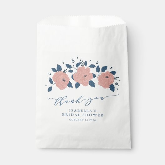 ブルーガーデンスタイリッシュフラワーありがパーソナライズされたとうございます フェイバーバッグ (正面)