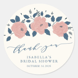 ブルーガーデンスタイリッシュフラワーありがパーソナライズされたとうございます ラウンドシール