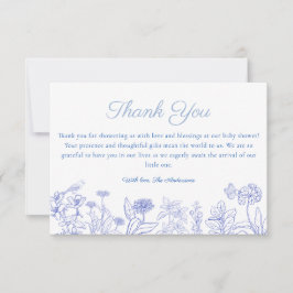 ブルーガーデンチノイスリーベビーシャワーサンキューカード サンキューカード