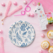 ブルーガーデンバタフライ&フローラガーデンパターン ペーパープレート (パーティー)