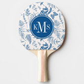 ブルーガーデンバタフライ&フローラガーデンパターン 卓球ラケット (正面)