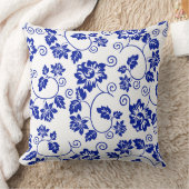 ブルーガーデンパターン装飾用クッション クッション (ブランケット)