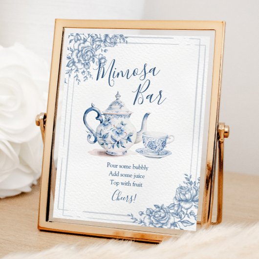 ブルーガーデンビクトリアンブライダルシャワーティーミモザバー ポスター