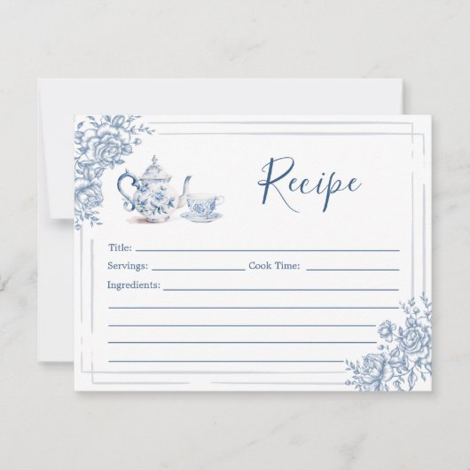 ブルーガーデンビクトリアンブライダルシャワーティーレシピ 招待状 (正面)