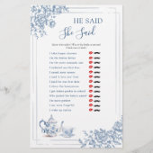 ブルーガーデンビクトリアンブライダルティー彼は彼女が言った (正面)