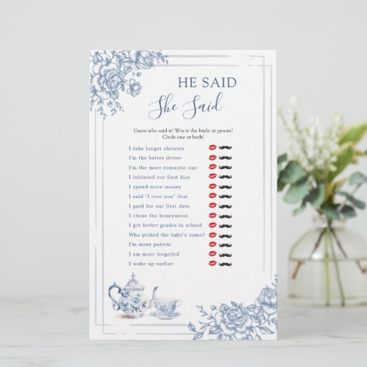 ブルーガーデンビクトリアンブライダルティー彼は彼女が言った (スタンド正面)