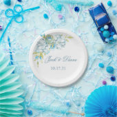 ブルーガーデン結婚フラワーズ ペーパープレート (パーティー)