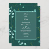 ブルーガーデン 水彩の茎 ウェディング セーブ・ザ・デート 招待状 (正面/裏面)