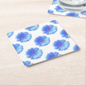 ブルーガーベラデイジー スクエアペーパーコースター (アングル)