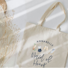 ブルーガーリーなモダンカクテルスクリプトのブライズメイド トートバッグ