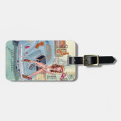 ブルーガーリーカースタイリッシュバケーションガールズトラベルパリ ラゲッジタグ (正面横)