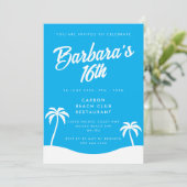 ブルーガーリーサマービーチパーム16誕生日 招待状 (スタンド正面)
