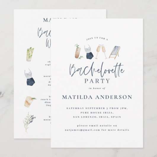 ブルーガーリードリンクバチェロレッテの週末の日程 案内状 (正面/裏面)