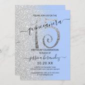 ブルーガーリーモダンシルバーグリッターキンセグラデーションーニェラ 招待状 (正面/裏面)