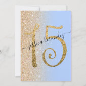 ブルーガーリーモダン金ゴールドグリッターキンセグラデーションニェラ 招待状 (裏面)