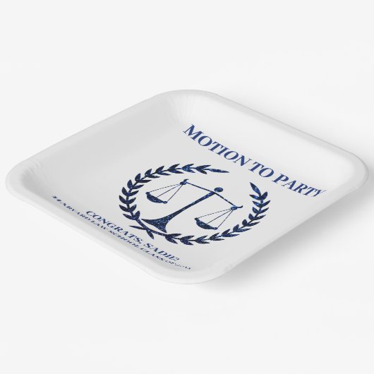 ブルーガーリー・スパークル法律学校卒業 ペーパープレート (傾斜あり)