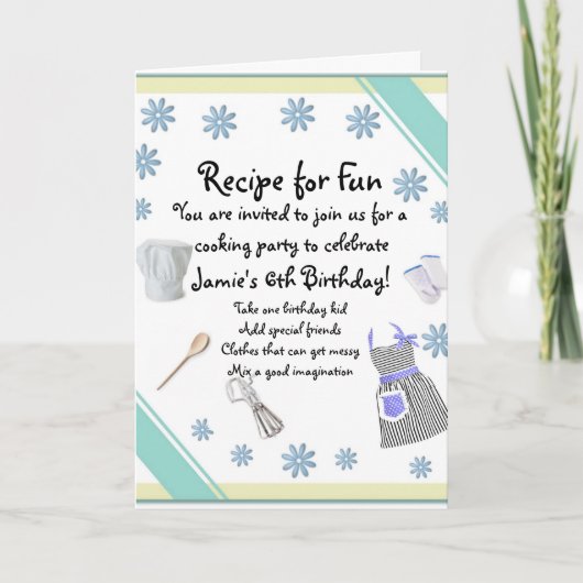 ブルーガールズ料理パーティの招待状 招待状 (正面)