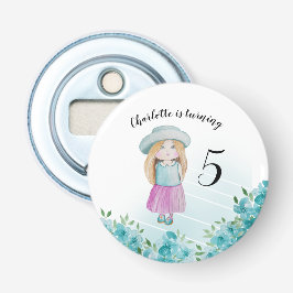 ブルーガールドール水彩手絵を描形 栓抜き