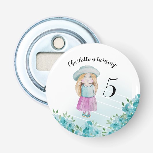 ブルーガールドール水彩手絵を描形 栓抜き (正面)